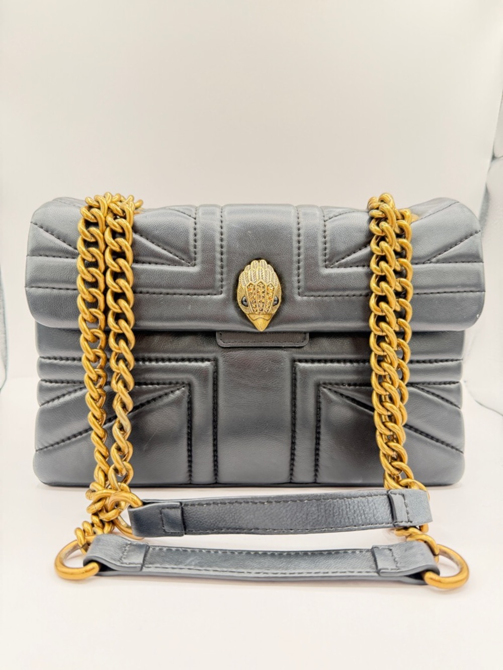 Kurt Geiger Quilted Leather Bag Kensington Quilted Crossbody Gold Chain - Picture 14 of 14